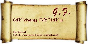 Görheny Fülöp névjegykártya